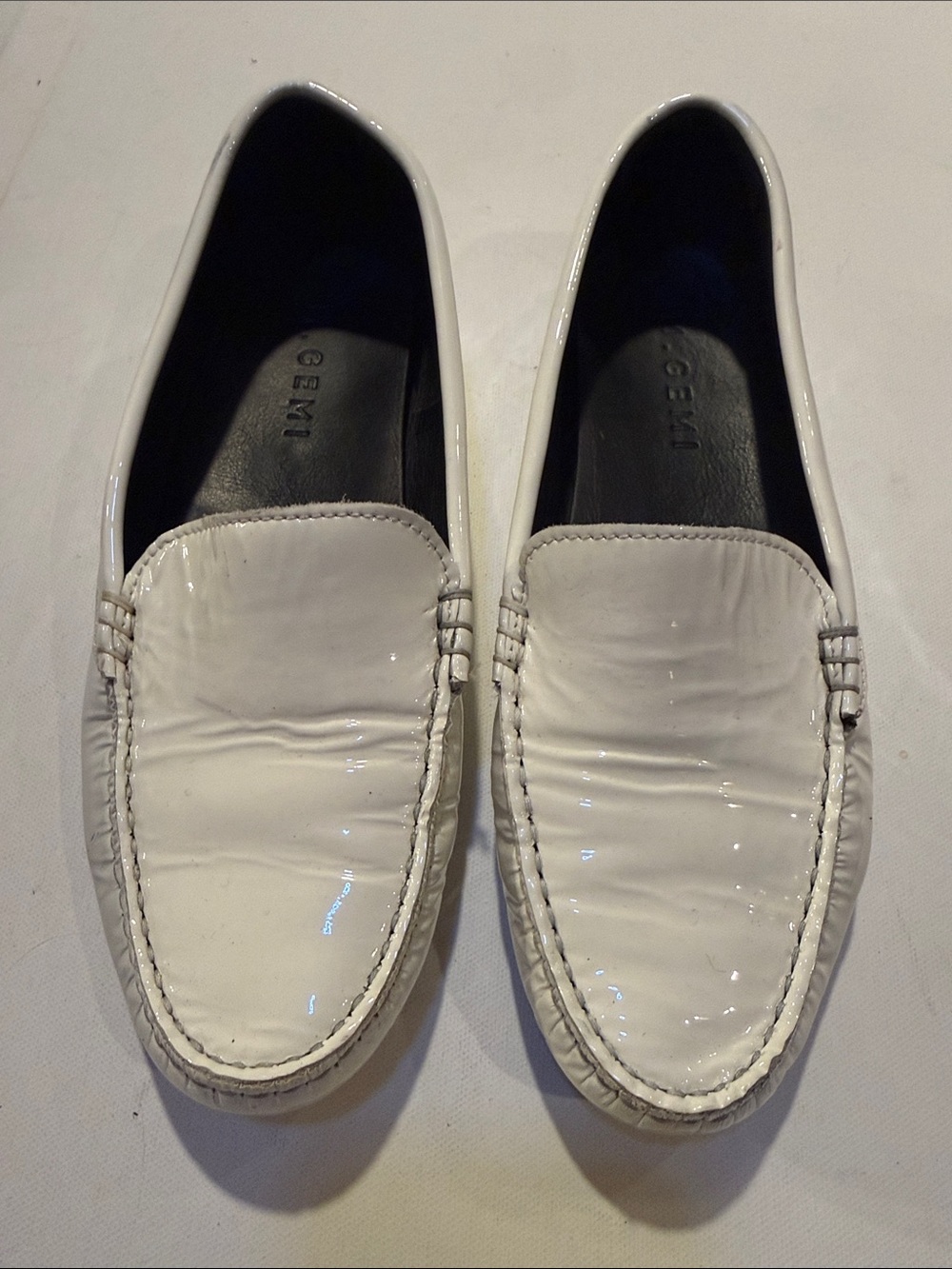GEMINI White Patent Leather Slip-On Loafers for Men